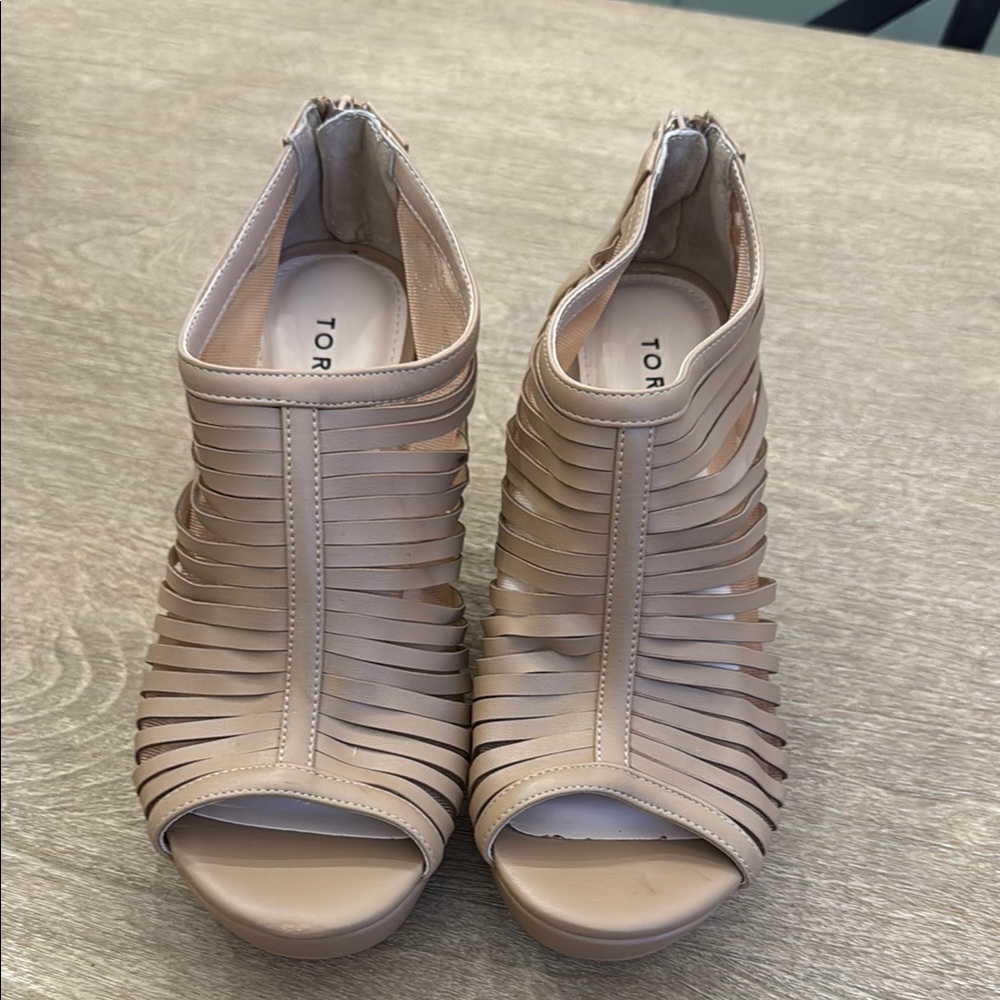 Torrid Tan Strappy Heels with Peep-Toe